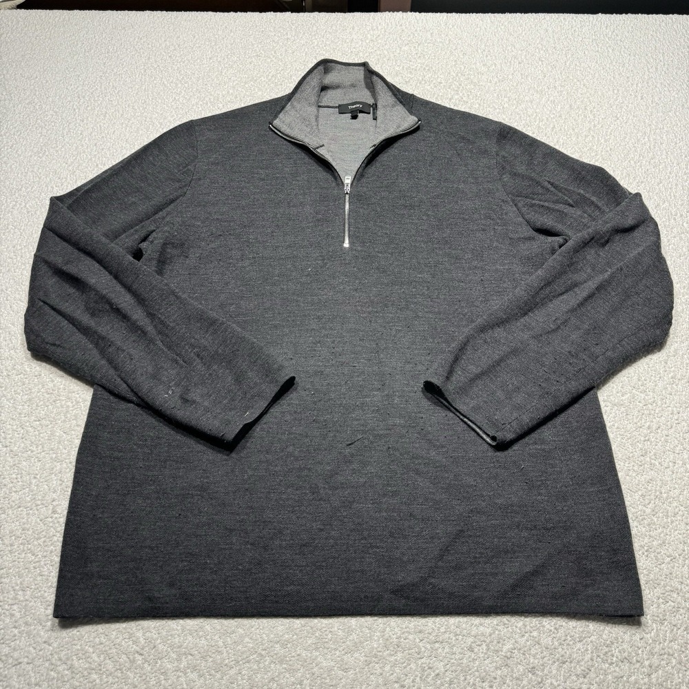 Theory Mens Sweater Wool Blend Mock Neck Quarter Zip Pullover Knit Jacket Sz XL